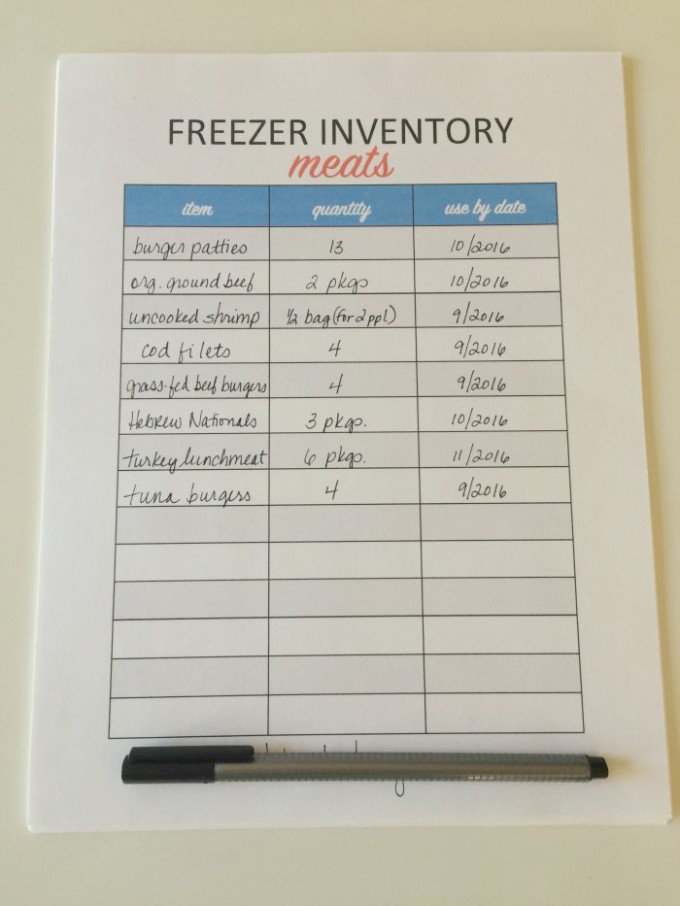 freezer inventory