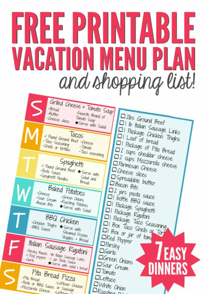 vacation menu planner