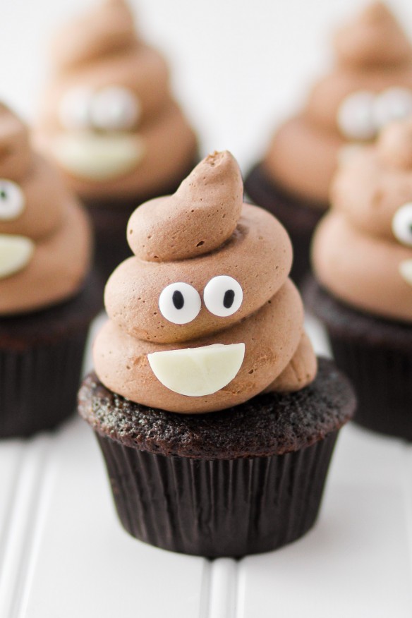 chocolate poop emoji cupcakes