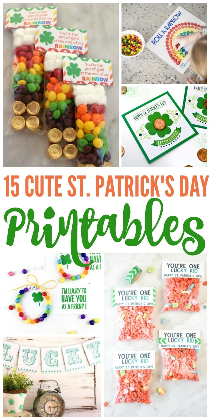 Want to kick St. Paddy's Day off right? These fun and free St. Patrick's Day printables include everything from games to decor to treat toppers. #15 is such a cute idea!