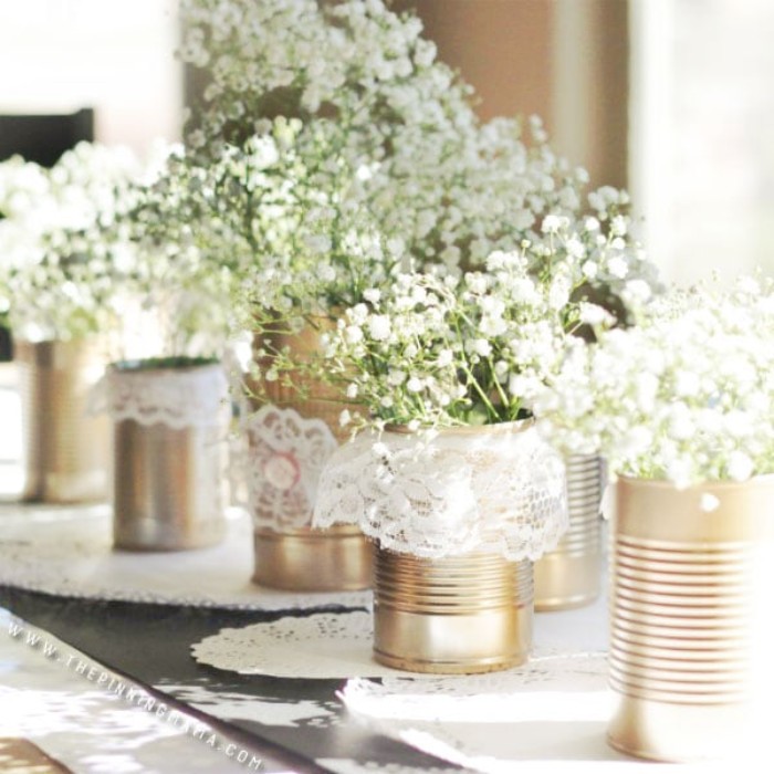 tin can wedding centerpieces