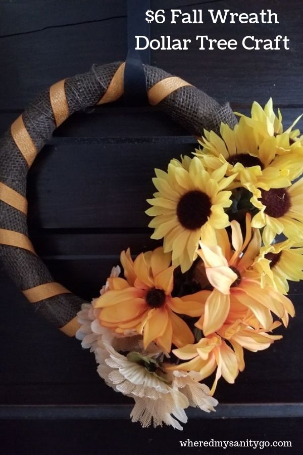 dollar tree fall wreath by Where'd My Sanity Go