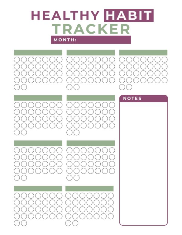 blank healthy habit tracker printable