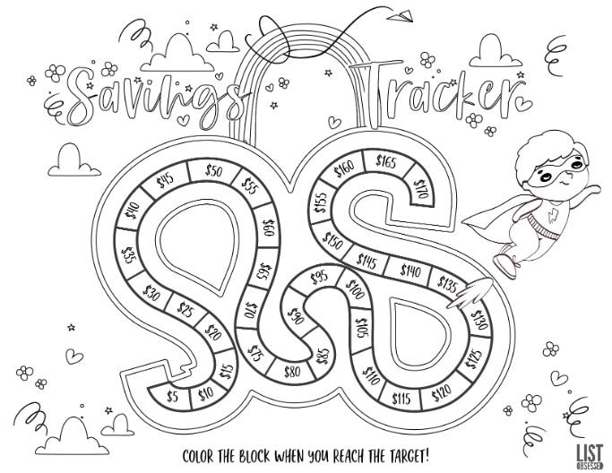 Free Printable Savings Tracker Coloring Pages