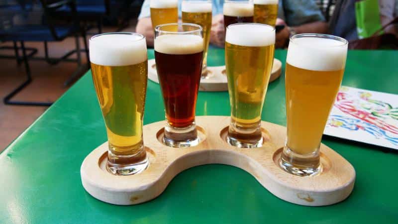 beers on a restaurant table